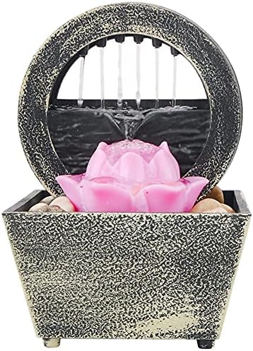 GWMWON Tabletop Fountain with LED Light Lotus