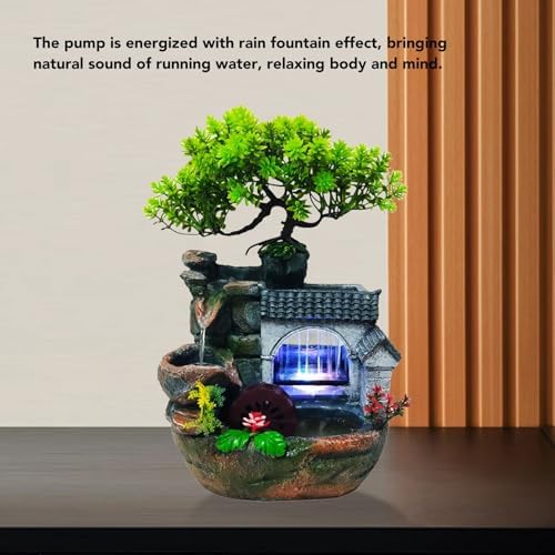 HEEPDD Tabletop Fountain with Fortune Tree and Water Wheel for Home Office Decor