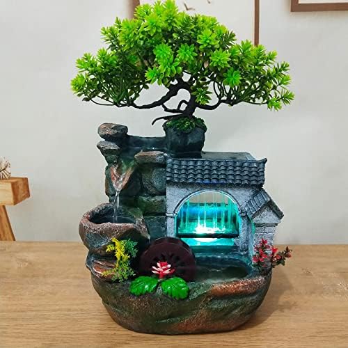 Tabletop Indoor Fountain with LED Light and Automatic Pump