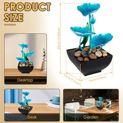 SHASUXTING USB Powered Tabletop Waterfall Fountain with Rocks