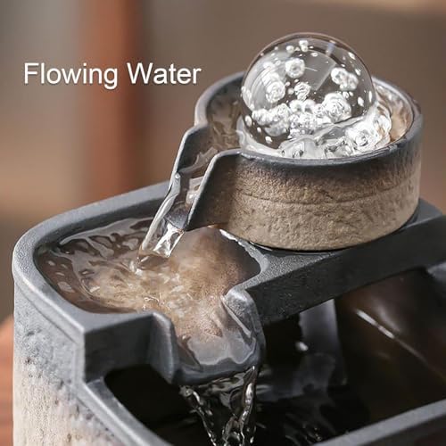 Yellow Ceramic Tabletop Water Fountain Minimalist Home Decor