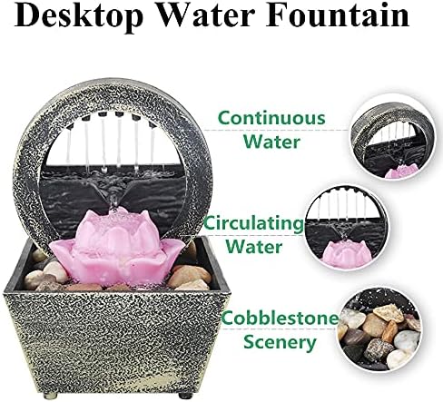 GWMWON Zen Meditation Tabletop Fountain with LED Lights