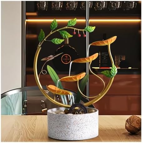 Tabletop Fountain with Feng Shui Water Wheel - Red