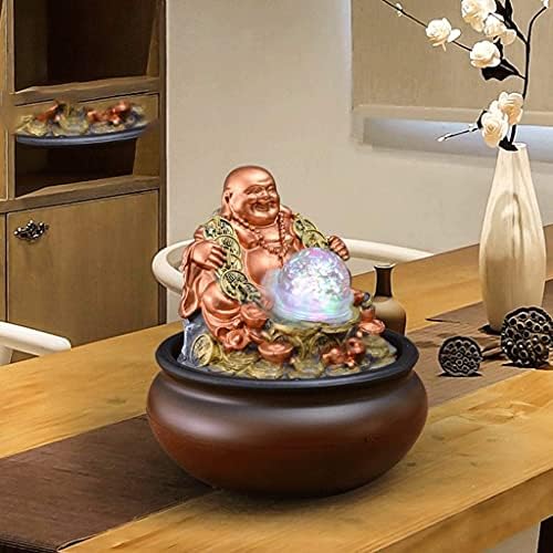 WLALLSS Indoor Tabletop Reclining Buddha Fountain with LED Light