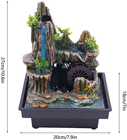 Tabletop Fountain with LED Lights and Rockery