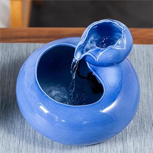 Ceramic Tabletop Fountain with Water Pump Blue