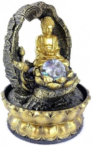 Buddha Fountain with Light 12 Inch Tabletop Indoor Fountain for Living Room and Office