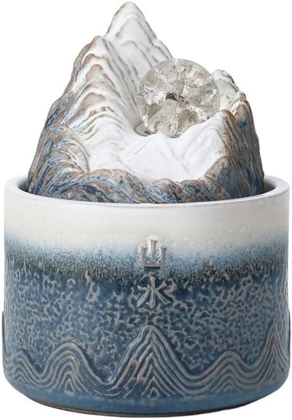 Blue Indoor Tabletop Fountain Ceramic Mini Decoration