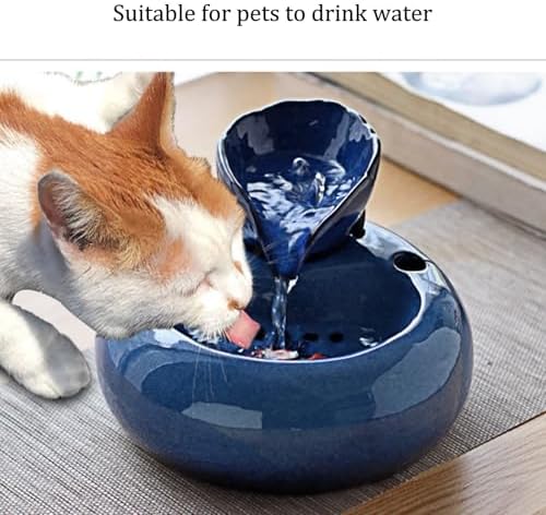Blue Ceramic Mini Waterfall Fountain Pet Humidifier Desktop Ornament