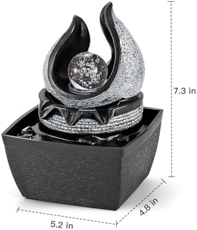 Hebafri Tabletop Water Fountain with LED Rolling Ball