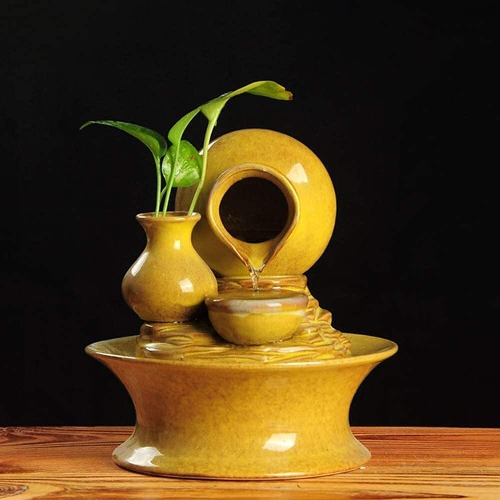 Wind Water Decoration Statue Indoor Fountain with LED Light and Water Pump