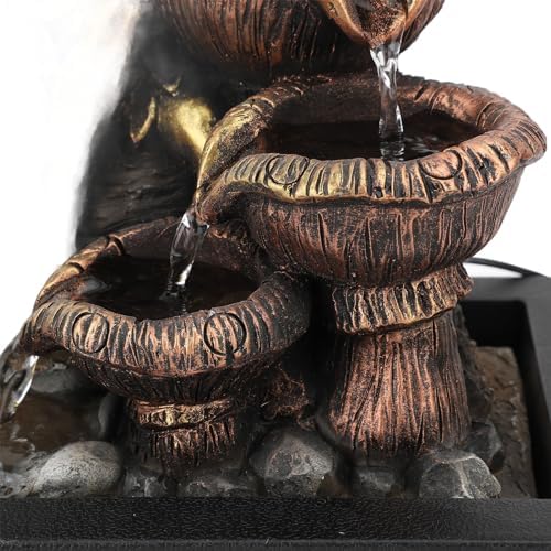 Gsycle Tabletop Fountain with LED Light and USB Pump for Home Office Decor