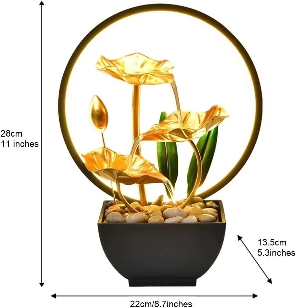 TiCin USB Powered 3-Tier Tabletop Fountain with LED Lights and Natural Rocks