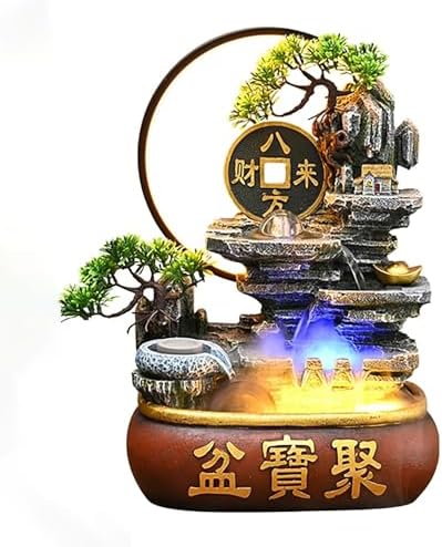 Soothing Waterfall Indoor Fountain with Prosperity Symbol