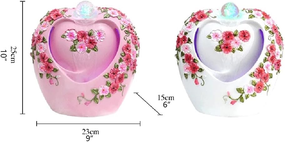 Pink Heart Shape Tabletop Fountain for Home Office Decor