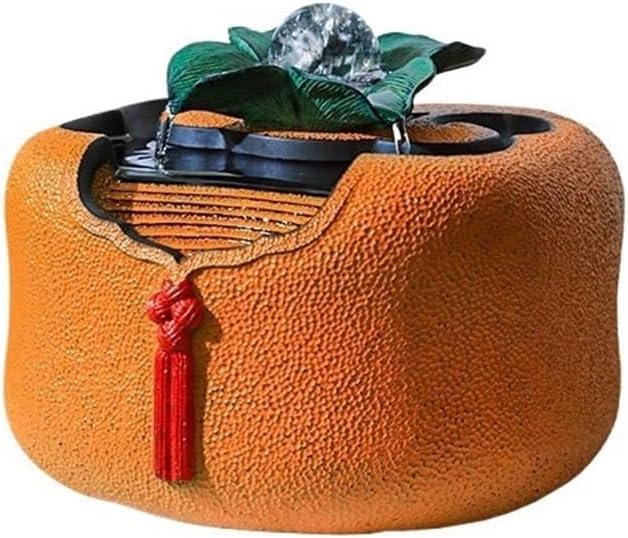 Orange Tabletop Fountain Running Water Decor
