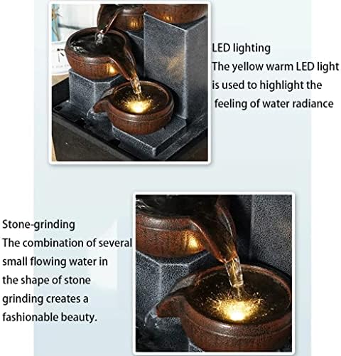4 Level Tabletop Fountain with LED Lights and Stones