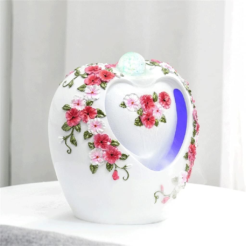 Pink Heart Shape Tabletop Fountain for Home Office Decor