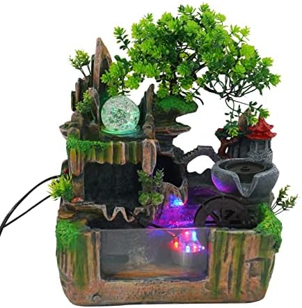 BANLICALI Tabletop Fountain with LED Light and Atomization Effect