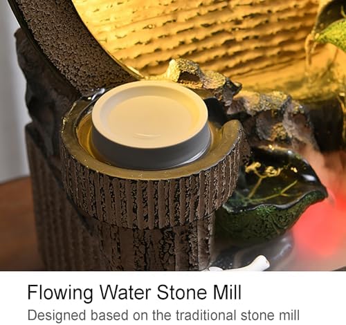 Tabletop Water Fountain with Lights for Home Office Decor