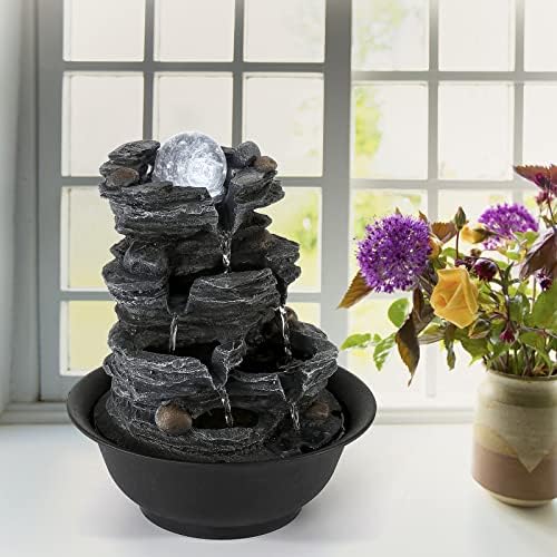 Dyna-Living Indoor Water Fountain with LED Light and Automatic Pump