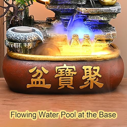 Soothing Waterfall Indoor Fountain with Prosperity Symbol