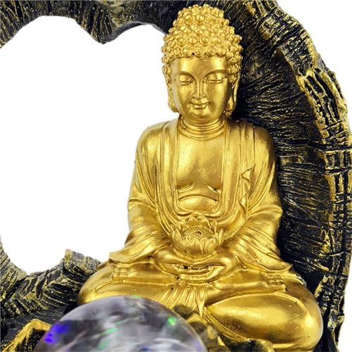 Buddha Fountain with Light 12 Inch Tabletop Indoor Fountain for Living Room and Office