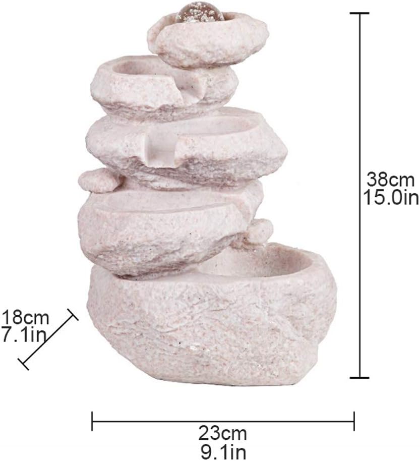 OMIDM 15-Inch Tall Tabletop Fountain with Stacked Rocks and Crystal Ball