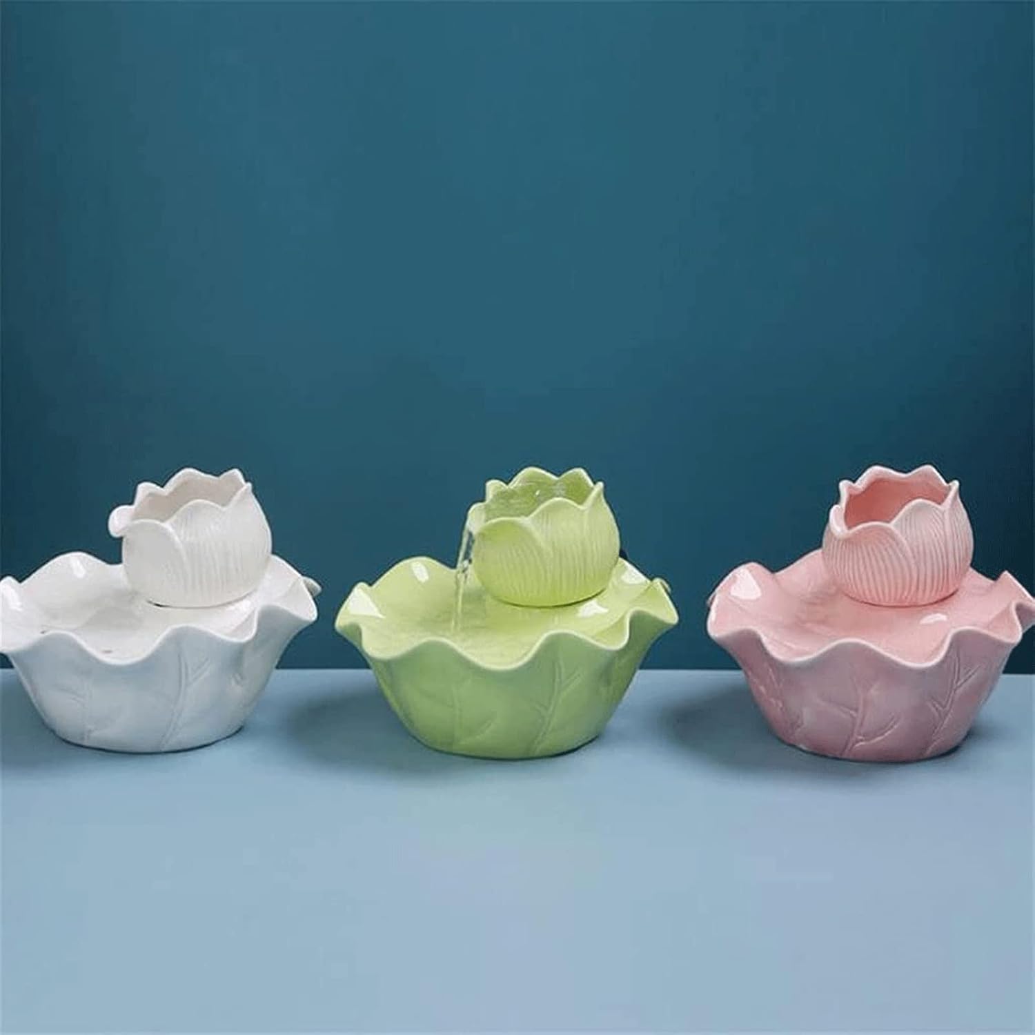 Lotus Leaf Tabletop Fountain Ceramic Indoor Water Feature