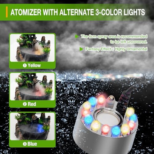 Indoor Rockery Fountain with LED Light and Atomizer