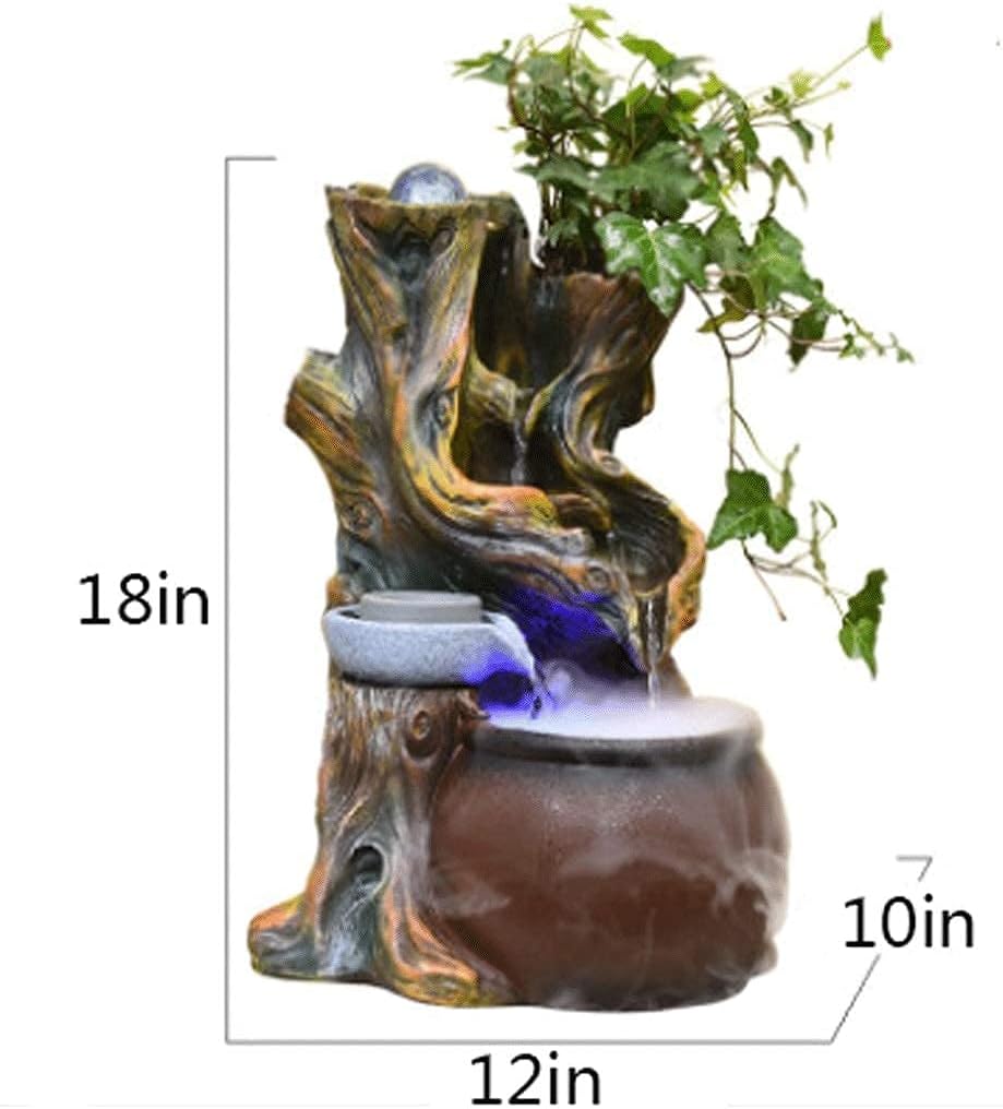 GAJUST Indoor Tabletop Fountain with LED Light for Office and Home Decor