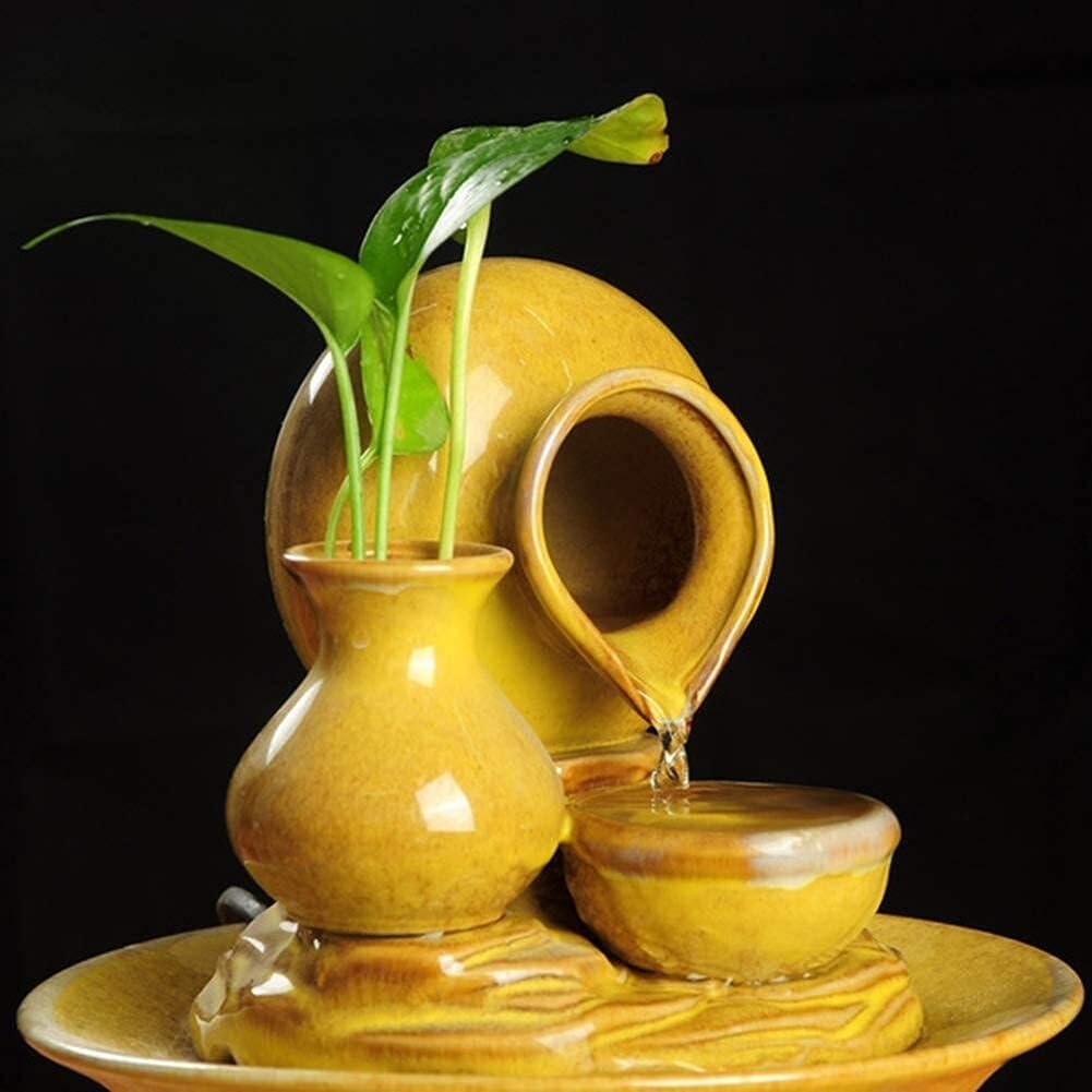 Wind Water Decoration Statue Indoor Fountain with LED Light and Water Pump