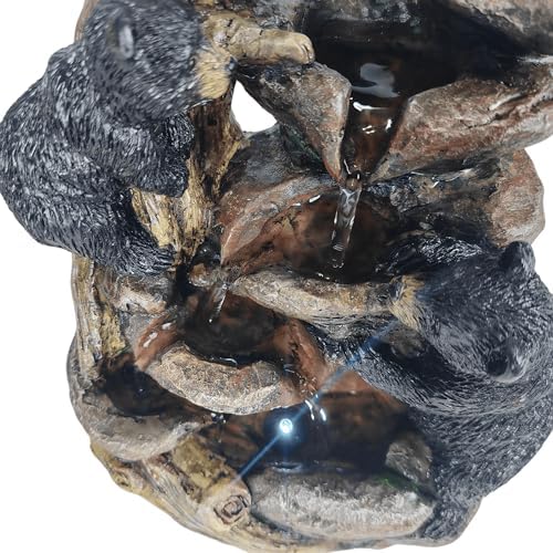 Black Bear Waterfall Tabletop Fountain with Rock Design