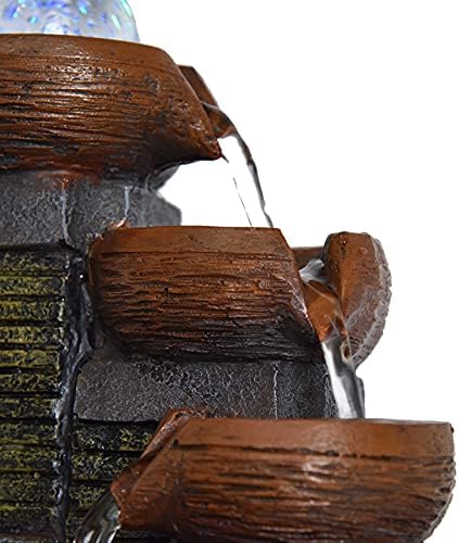 Tabletop Water Fountain with LED Yellow Light for Office and Home Decor