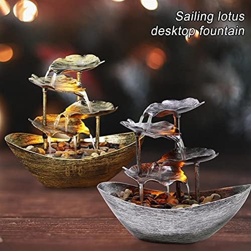 Elegant Desktop Fountain with LED Light and Lotus Design 1