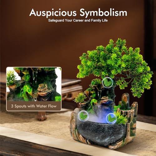 220V Tabletop Water Fountain with LED Light Black Green