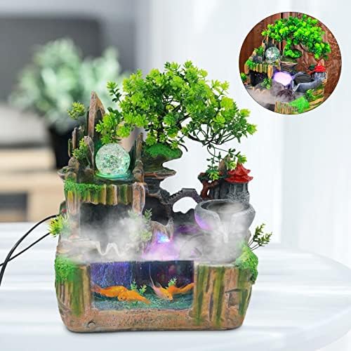 BANLICALI Tabletop Fountain with LED Light and Atomization Effect