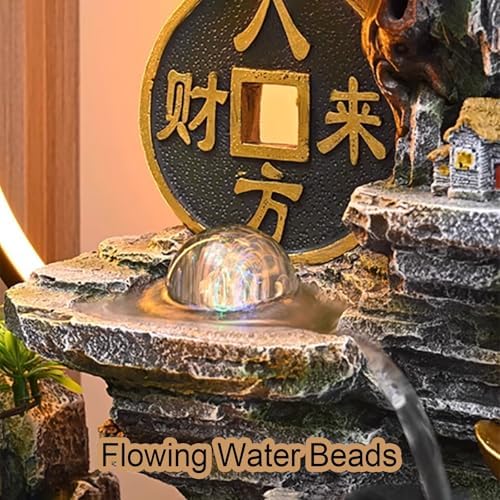 Soothing Waterfall Indoor Fountain with Prosperity Symbol