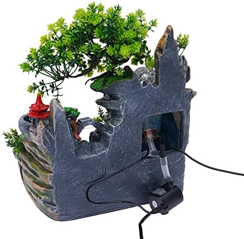 BANLICALI Tabletop Fountain with LED Light and Atomization Effect