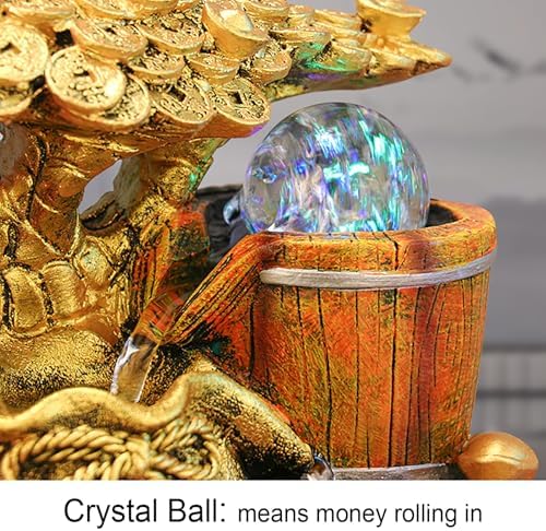 Feng Shui Water Fountain Decor with Money Tree and Light