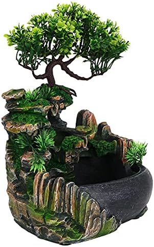 Walfront Tabletop Fountain Humidifier with Waterfall and LED Light