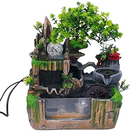 BANLICALI Tabletop Fountain with LED Light and Atomization Effect