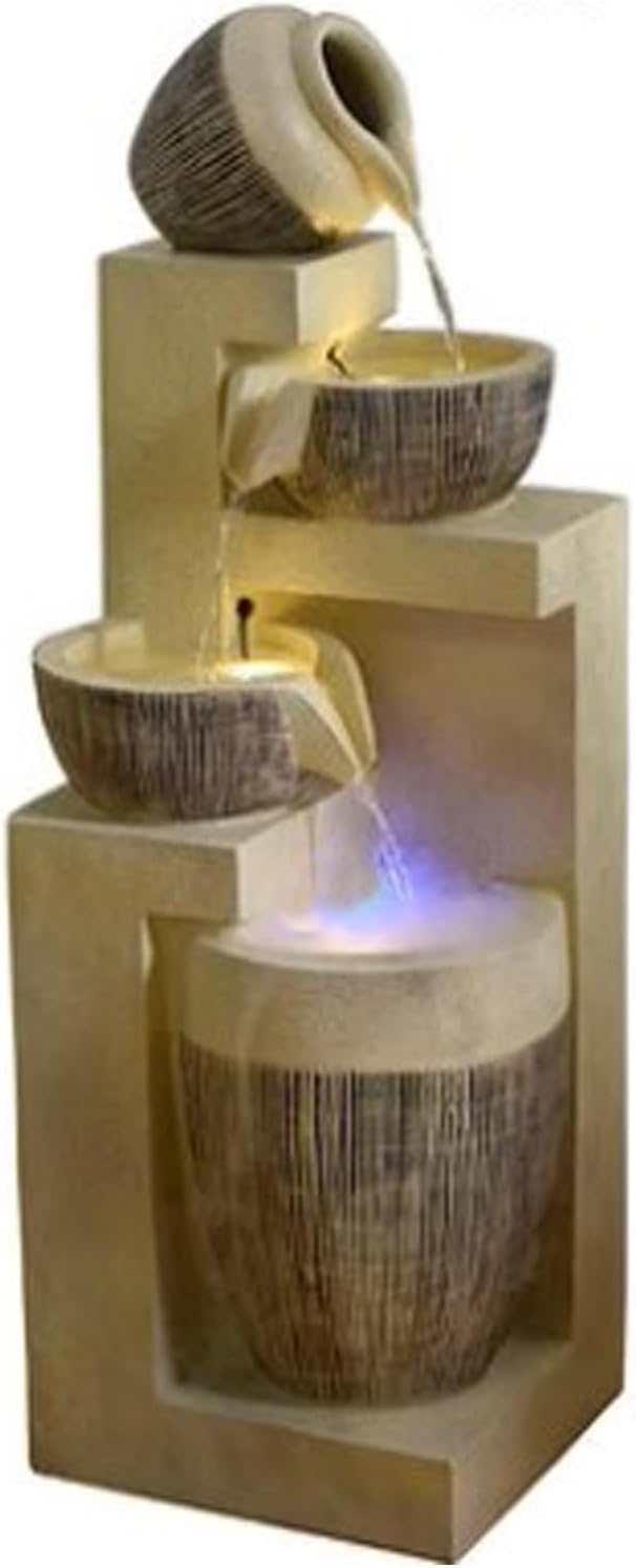 Yellow 59in Garden Water Fountain with Lights