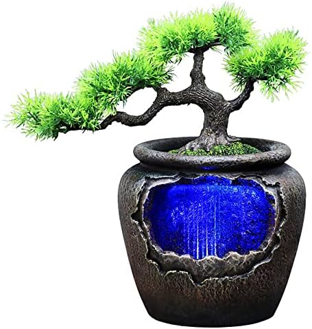 Opulentia Desktop Fountain with LED Light and Resin Rockery