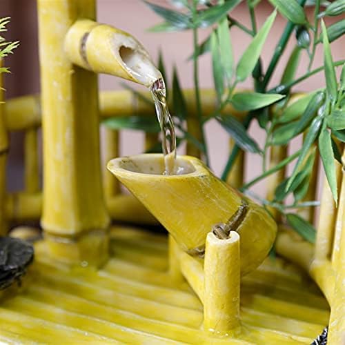 YEAHSOO Tabletop Fountain Indoor Waterfall Bamboo Decor Creative Water Feature