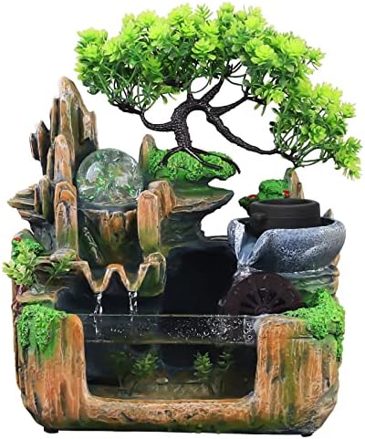 Ageanbri Tabletop Fountain with LED and Automatic Pump