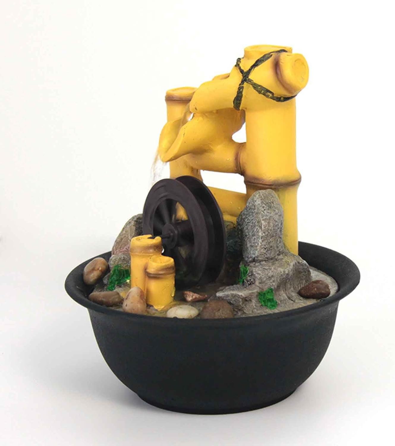 Tabletop Waterfall Fountain with LED Light for Home Office Decor