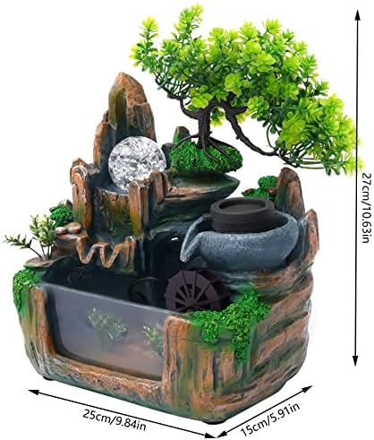Ageanbri Tabletop Fountain with LED and Automatic Pump
