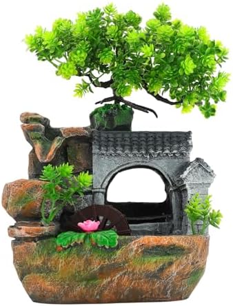 HEEPDD Tabletop Fountain with Fortune Tree and Water Wheel for Home Office Decor