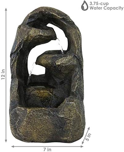 Sunnydaze Cavernous Rock Tiers Indoor Fountain - 12 Inch Decor